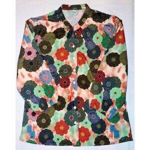 NWT Women's Made with Love Multi-Color Button-down Blouse (Size Med)